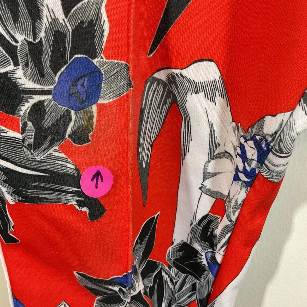 Nike Floral Track Pants Women M Red Cropped Botanical Logo Tape Streetwear Retro